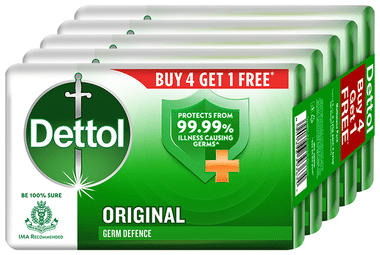 Dettol Original Bathing Soap Bar 125gm Each (Buy 4 Get 1 Free)